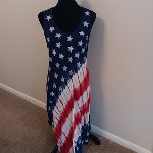 Advance Appeal Stars and Stripes Tie Dye Tank Dress One Size